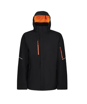 Material: 100% Polyester. Gewebe: Isotex, Ripstop, Softshell, Stretch. Futter: Mesh, Scrim. Muster: Einfarbig. Besätze: Reflektierend. Gewebe-Technologie: Atmungsaktiv, DWR-Ausrüstung. Versiegelte Nähte, Shockcord-Saum, verschweißte Nähte, Thermal. Manschette: Verstellbar. Ausschnitt: Kapuze. Ärmel-Typ: Langärmelig. Kapuzen-Merkmale: Verstellbar, verdeckt, gefüttert. Taschen: 2 untere Taschen, RFID-Blockierung, 1 Ärmeltasche, 1 Brusttasche. Verschluss: Durchgehender Reißverschluss, Sturmklappe.