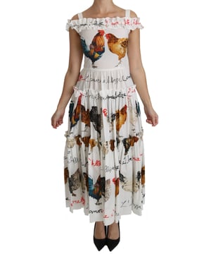 Wunderschönes brandneues Dolce & Gabbana Kleid  
Schlanke Midi-Silhouette  
Weißes Hahnentrittmuster  
Reißverschluss  
Logo-Details  
Hergestellt in Italien  
Hochwertige Verarbeitung  
Material: 100 % Baumwolle  
Material: 100 % Baumwolle