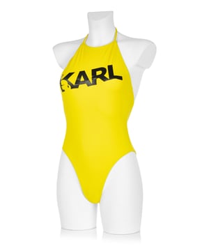82% Polyamid, 18% Elasthan; Karl Lagerfeld Badeanzug; Modell: KL21WOP03; Hochwertig verarbeitet; Träger zum Schnüren; Schmale Passform; Karl Lagerfeld Logo-Details