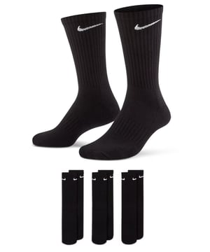 Nike Dri-fit Technology Helps You Stay Dry and Comfortable. -- . Thick terry sole provides comfort and impact absorption. Ribbed arch band offers a supportive feel. Crew silhouette covers your ankle and lower calf. With Nikes staple Dri-Fit technology wicking away moisture, keeping your feet dry and comfortable, these socks should be cemented as a part of any outfit.