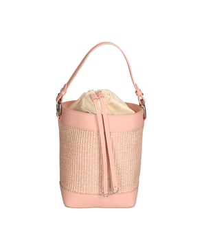 Bolso bombonera de mujer con cierre de cordones. Equipado con un asa extraíble que se puede reemplazar con una correa para el hombro. Producto artesanal italiano en cuero genuino y paja. Hecho en Italia