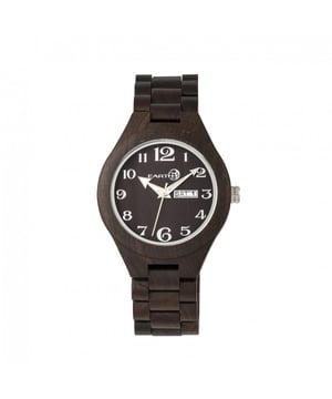 Eco-Friendly Sustainable Wood Case; Quality Japanese Quartz Movement; Non-Glare Scratch-Resistant Mineral Crystal; Logo-Engraved Wood Caseback; Eco-Friendly Sustainable Wood Bracelet; Logo-Engraved Stainless Steel Push-Button Deployment Clasp; Day Display; Date Display; 41mm Diameter; Splash Resistant; Due to Seasons and Aging of Wood colors may be darker or lighter than pictured.;