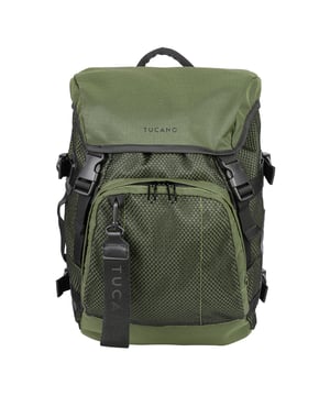 Unisex-Rucksack mit Schnallenverschluss. eine offene Innentasche. eine Vorderseite mit Außentaschen mit Reißverschluss. fehlender Schultergurt.  Griff aus recyceltem Polyethylenterephthalat. ein Innenfach.  externes Material.  Innenraum aus recyceltem Polyethylenterephthalat. Maße: 27,5x36,5x18 cm. Modeprodukt