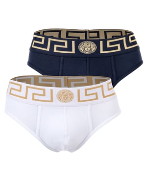 Eleganter Herren Slip der Marke VERSACE. 
Hochwertige einfarbige Unterhosen.
Greca-Muster und Medusa-Motiv am elastischen Bund.