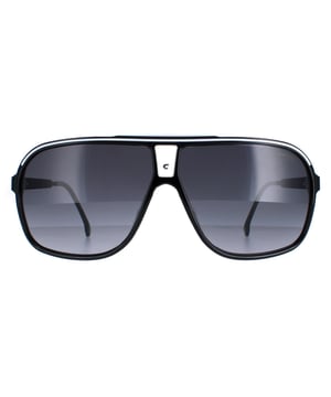 Die Carrera Grand Prix 3 80S/9O Sonnenbrille in schwarz und grau-weiß ist eine Sonnenbrille im Fliegerstil, die aus leichtem Acetat gefertigt wurde. Das C von Carrera auf dem Steg und die Markierung auf den schmalen Bügeln sorgen für Authentizität.