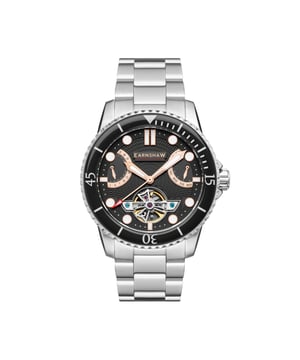 A stunning mechanical timepiece with a vintage diver inspired form, the Jervis Limited Edition features a remarkable dual retrograde day and date display and an intricate, 'beating' open heart.