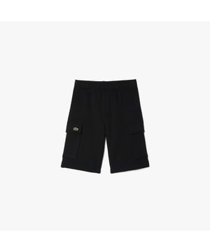 Sustainable fabrics  timeless details  rich color palette for elevated Lacoste essentials. Cargo short made of molleton non gratte in organic cotton Patched pocket in each legs 2 2cm recycled green crocodile on pocket