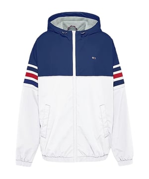 Jacke Tommy Jeans Farbblockiert mit Reißverschluss Herren Blau Synthetik. Authentisches Kleidungsstück der Marke Tommy Jeans - Streetwear/Sportswear Design von Tommy Jeans - Tommy Jeans für Herren, perfekt für den Alltag - Die blaue Jacke von Tommy Jeans lässt sich ideal mit dem Rest Ihrer Garderobe kombinieren - Bequemes Synthetikmaterial - Klassisch - Farbblockierter Reißverschluss -