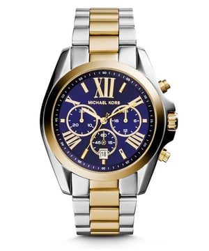 PRODUCT INFO			Case Diameter: 43mm	Case Material: Two Tone Gold / Stainless Steel Plated			Water Resistant: 100 Metres	Movement: Quartz (Battery)	Dial Colour: Blue			Strap Material: Two Tone Gold/ Stainless Steel Bracelet	Clasp Type: Push-Button Deployment			Gender: Female	DESCRIPTION						This elegant piece blurrs the lines between jewellery and timepiece, making it perfect for the fashion- forward female.&nbsp;					It is made from a two tone gold bracelet and has a sleek bracelet design in a gold metal&nbsp;and fastens with a push-button deployment.