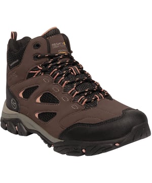 Opt for a lightweight  weather-resistant rambling boot with the 'Holcombe' hiking boots by Regatta. Water-shedding Hydropel technology and a waterproof-breathable Isotex membrane keep feet dry inside and out. Rubberised toe and heel bumpers and EVA footbeds cushion from impact for comfort.