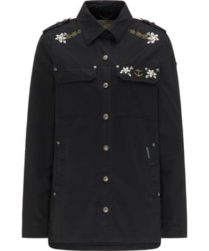 geen voering/geen voering, geen vulling  Deze lichtgewicht zomerjas van DreiMaster Vintage is gemaakt van robuust katoen. De stijl is een mix van een lange blouse en een veldjasje. Op de zak, schouders en bovenrug zijn bloempatronen geborduurd. Kleine ankerklinknagels, een geborduurd anker en drukknopen met logo weerspiegelen de maritieme charme van de DreiMaster-modellen.  Jas
