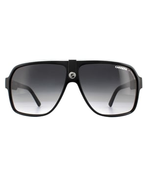 Carrera Sonnenbrille Carrera 33 8v6 9o Gradient Grau Schwarz und Weiß ist eine zeitgenössische Version des klassischen Fliegers mit einem eckigen Design, quadratischen Linsen und abgestuften Tempeln, um einen intelligenten und eleganten Look zu liefern.