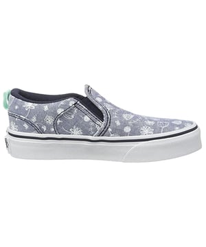 Vans Asher Low Top Slip-on Blue Canvas Womens Plimsolls 38dsmo2