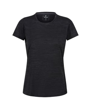 100% Polyester. Gewebetechnik: Atmungsaktiv, Komfort-Stretch, Feuchtigkeitsabweisend. Gewebe: Trikot, Jerseyware. Design: Logo, meliert. Komfort-Oberteil, Leicht, Zum Falten, Perforierte Lüftung, Schnelltrockend. Rundhalsausschnitt. Kurzärmlig.