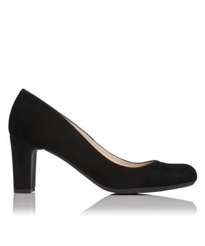 Sersha is the epitome of understated chic. Outfitted in black suede, this shoe has a 70mm heel and classic almond toe. But it isn't all form and no function - the rubber sole ensures Sersha walks confidently at all times. Partner with tailored separates and add an oversized tote to finish the look.