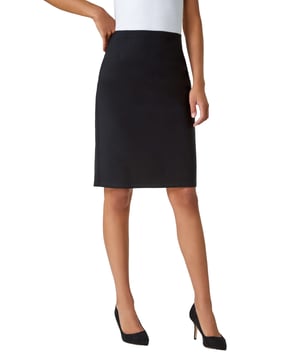 Pull On Stretch Elastic Waist Pencil Skirt from Roman. Update your smart casual staples with this flattering pencil skirt. Cut from a soft stretch bengaline material, just like our bestselling cropped trousers, this knee length skirt is ideal for any occasion. It features a split detail at the back and a plain design that makes it versatile to style in so many ways. The elasticated waistband makes it easy to pull on and pair with your everyday blouses for work or play. Style this with a matching stretch jacket and t-shirt for a casual cool Summer outfit.
