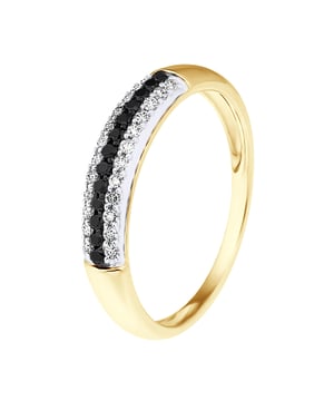 Alliance Diamonds zwarten en blanken 0.260 Cts - Quality HSi (Color H - Quality Si1) - Verkrijgbaar in maat 48 tot maat 60 - Yellow Gold 375 duizendste - 2 jaar garantie op fabricagefouten - Wordt geleverd in een koffer met een Certificaat van Echtheid en een internationale garantie - Al onze juwelen zijn gemaakt in Frankrijk.