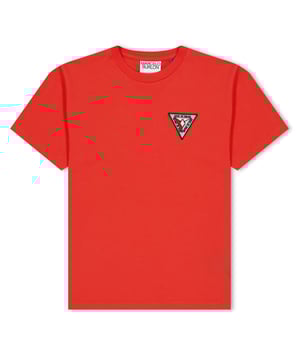 Juniors Marcelo Burlon Multicolour Patch T-shirt in Rood.- Ronde hals.- Korte mouwen.- Marcelo Burlon wings grafische print.- Rechte zoom.- Normale pasvorm.- 100% Katoen. Ref: CBAA0010072530.