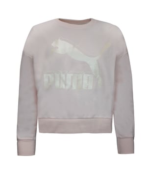 Puma Womens Classics Logo Metallic Crew Sweatshirt Rose 597405 87