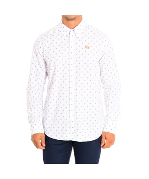 Long-sleeved shirt La Martina.
 Color White stamped
 Classic cut with a regular fit, which makes it suitable for any type of silhouette.
 Lapel collar.
 Button closure on the front.
 Embroidered logo on the front.
 Button closure cuffs.
 Fabric label, with the brand name, at the bottom.
 Seams seen in tone.

 Composition: 100% Cotton.

 - Wash maximum at 40ºC.
 - Iron at medium temperature, max. 110ºC.
 - Dry at low temperature horizontally.
 - Does not admit bleach.
 Composition: 100% cotton.
 Care:
- Wash maximum at 40ºC.
 - Iron at medium temperature, max. 110ºC.
 - Dry at low temperature horizontally.
 - Does not accept bleach.