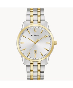 This Bulova Sutton Analogue Watch for Men is the perfect timepiece to wear or to gift. It's Multicolour 40 mm Round case combined with the comfortable Multicolour Stainless steel watch band will ensure you enjoy this stunning timepiece without any compromise. Operated by a high quality Quartz movement and water resistant to 3 bars, your watch will keep ticking. The classic colours will go great with any outfit . It enables you to easily spice up a normal outfit and add style to your life. -The watch has a calendar function: Date High quality 21 cm length and 19 mm width Multicolour Stainless steel strap with a Deployment clasp Case diameter: 40 mm,case thickness: 7 mm, case colour: Multicolour and dial colour: Silver