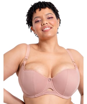 Elevate your essentials this season with the Boost Me Up balcony bra by Curvy Kate. This piece boasts a feminine balcony-style neckline, moulded to allow both support and a beautifully contoured silhouette. With padded, underwired cups; this balcony bra ensures a lifted look that will leave you feeling as good as you look. Mesh back wings provide breathability and the fully adjustable shoulder straps allow for a tailored fit with each wear. Secured at the back with a traditional hook and eye closure for ease of wear.  An essential piece, Popular balcony-style cups, Moulded cups Padded, Underwired Hook and eye closure, Trendy key-hole detailing on centre front, Mesh back wings, Adjustable straps, Country of origin: China, Composition: Main: 84% Nylon | 16% Elastane, Composition: Lining: 100% Polyester, Composition: Lining 2: 100% Polyamide, Composition: Wing Mesh: 77% Nylon | 23% Elastane, Listed in UK sizes.   Balcony Bra