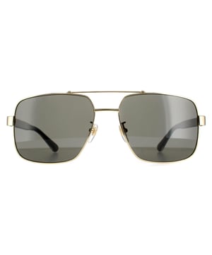 Gucci Square Mens Gold Black Grey GG0529S  Gucci are a square aviator style with the typical double bridge look and sleek acetate temples with the Gucci logo and brand colour stripes