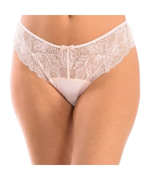 Panties DIM.
 Elastic and breathable fabric.
 Micro tulle application at the top of the front.
 Elastic waistband.
 Tonal interior lining.
 Seams seen in tone.
 Composition: 86% Polyamide, 14% Elastane
 Care:
Wash at max temperature. 40º.
 - Do not use bleach.
 - Do not use dryer.
 - Do not iron.
 - Do not dry clean.