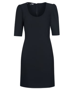 68% polyester, 29% viscose, 3% spandex; Love Moschino-jurk; Model: WVI6600S3498 C74; Hoogwaardige afwerking; Ronde hals, korte mouwen, knielengte; Ik hou van Moschino-logodetails