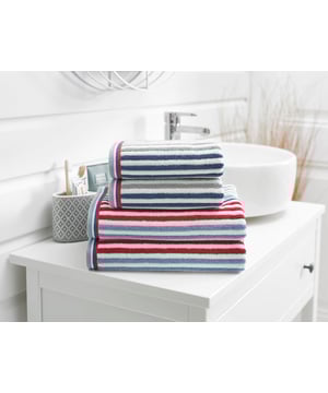 Jacquard Ribbed Towel. Textured with colour decorative  stripes.