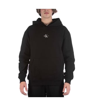 Especificaciones: Sudadera de felpa de algodón con capucha, logo impreso en el frente y en la parte inferior de la espalda, y bolsillos tipo canguro. Ajuste: Regular. El modelo está usando la talla: M. Altura del modelo: 180 cm.