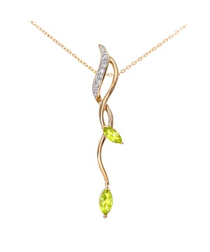 9K (375) Yellow Gold: 1.7gr; # Diamond: 0.02ct; # Peridot: 0.41ct