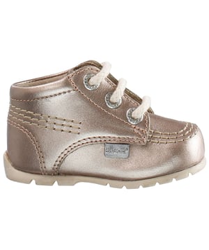 Botas infantiles Kickers Hi B Core con cordones en cuero suave rosa 1_13918