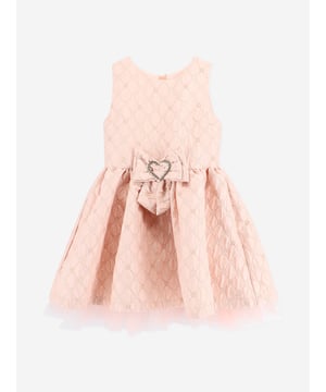 Angel's Face depict mesmeric high quality in their beautifully crafted designs. This girls Monty flower jacquard blush dress features a gathered skirt with a tulle tier dropping elegantly below the hem. The dress is complete with a detachable diamante heart buckle with a bow at the waist. It fastens at the back with a gold zip and the brand's iconic heart puller. Shell: 100% Polyester Lining: 100% Polyester Machine Wash At 30*