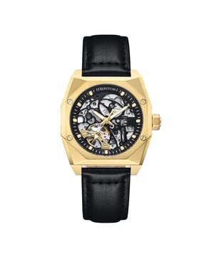 Kast van 316L chirurgisch roestvrij staal, automatisch uurwerk met juwelen, 22 juwelenlagers, gangreserve van 36 uur, slagen per uur (BPH): 21.600/uur, mineraalglas met saffiercoating, skeletkleurige wijzerplaat, kijkachterkant om het uurwerk te bekijken, kroon van roestvrij staal met gegraveerd logo, band van echt leer, sluiting van roestvrij staal met gegraveerd logo, lichtgevende wijzers van Super-LumiNova, lichtgevende markeringen, kastbreedte van 37 mm, polsomtrek van 170-220 mm, waterbestendigheid tot 3 ATM.