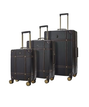 Introducing the Vintage Hard Shell Suitcase - a fusion of timeless aesthetics and modern functionality, exclusively designed for Modern Explorers. This trunk-inspired masterpiece marries classic charm with lightweight construction and robust durability.

Product Design Features:

Classic Meets Contemporary: The Vintage Hard Shell Suitcase seamlessly blends classic and contemporary design elements, embodying timeless elegance and modern convenience.
Effortless Mobility: With eight smooth-rolling wheels and a telescopic handle, this suitcase offers effortless gliding, ensuring you navigate through your adventures with ease.
Ultimate Protection: Crafted from impact-resistant hard shell ABS material, this suitcase provides ultimate protection for your belongings, while reinforced corners safeguard against the rigors of baggage handling.
Security Without Compromise: An integrated Travel Sentry-approved TSA combination lock ensures security without compromise, offering peace of mind throughout your journey.
Thoughtful Interior: Experience luxury within, featuring soft-touch lining, a mesh divider section, and a zipped pocket for organized packing. Additionally, a convenient zipped inside pocket and elasticated packing straps keep your belongings securely in place during your explorations.
Elevate your travel experience with the Vintage Hard Shell Suitcase - a symbol of style, durability, and convenience for the Modern Explorer.

Sizes:

Cabin: 55 x 35 x 22cm, 3kg
Medium: 68 x 45 x 26cm, 4kg
Large: 78 x 50 x 29cm, 5kg
Set of 3 Sizes: Cabin+ Medium+ Large. Note: This product comes in set of multiple sizes, and you will get all the sizes seen in the images