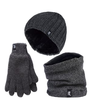This Men’s chunky cable set is knitted in an attractive, soft marl two-coloured twist yarn with a ribbed hem and incorporates the latest Heatweaver thermal lining, a luxurious, plush fur-like insulating fabric, that maximises the amount of warm air held close to the skin. It also feels so soft and silky, These are bliss to pull on when the weather turns colder. Here are the main reasons why we think this Heat Holders’ Men’s set is absolutely perfect for those Cold Winter months… Heat Holders Men’s Neck Warmer: A versatile and effective alternative to a scarf. Our sculpted fit contours around the neck and chin to keep out cold drafts for extra warmth and protection. Also contains Heat Holders’ unique yarn and Heat Weaver Lining technologies. Heat Holders Men’s Winter Hat: Men’s Hat contains Heat Holders Yarn and Heat Weaver Lining to maximise heat insulation and hold as much warm air close to the skin as possible. The Hat’s rib construction contours around the natural shape of your head for improved fit, warmth and comfort. Heat Holders Men’s Gloves: Heat Holders Gloves have a plush fur like thermal lining and Heat Holder’s specially developed yarn to increase the amount of warm air that is held close to the skin. A Protective cuff is also added so that the wrist is hugged for a secure fit, extra warmth and all day comfort. Available in 6 different colours: Black, Grey, Khaki, Navy, Burgundy & Brown. The Men’s Gloves come in 2 Different sizes: M/L & L/XL, The Hats and Neck Warmers are both One Size. They are made from: Outer: 53% Polyester 47% Acrylic, Lining: 100% Polyester and are Machine Washable.