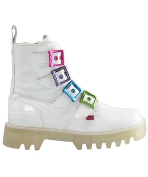 Kickers x Confetti Crowd Kizzie Boots de cuero blanco más alto para mujer 1_15817