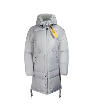 Blijf warm en stijlvol in de Parajumpers Silver Jacket. Deze luxe jas is gemaakt van lichtgewicht, geisoleerde stof die warmte vasthoudt en beschermt tegen de elementen. Geef stijl niet op voor comfort - maak een statement!, Vulling: 90% eendendons, 10% eendenveren, Bovenmateriaal: 100% polyamide, Regular Fit, Ritssluiting, Zilver, Lange jas, Zilveren jas