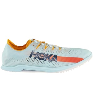 The Hoka Cielo X MD Track Spike Men's  Blue Running Trainers are specialized athletic footwear designed for track and field events, specifically middle-distance running. Here are some key features and details about these track spike trainers:

 Track Spike Design:  These trainers are specifically designed for track and field competitions. They feature removable spikes on the outsole that provide excellent traction and grip on the track, enhancing your performance during races.

 Middle-Distance Focus:  The Cielo X MD trainers are ideal for middle-distance running events, such as the 800m or 1500m, where speed and efficient running form are crucial.

 Lightweight Construction:  Hoka prioritizes lightweight designs in their track spike trainers to help athletes achieve their best performance. The Cielo X MD trainers are engineered to be lightweight, reducing drag and fatigue during races.

 Customizable Spikes:  Track spikes are typically customizable, allowing you to adjust the spike length based on the type of track and field event you're participating in.

 Durable Outsole:  The outsole of these trainers is designed to be durable and provide superior traction, ensuring that you can perform at your best during races.

 Lace-up Closure:  The traditional lace-up closure allows you to customize the fit of the trainers for added comfort and security while running.
&gt;
 Breathable Lining:  The shoes are often designed with a breathable lining to promote proper ventilation and keep your feet comfortable during races.

 Hoka Branding:  Hoka branding on these trainers signifies their quality and performance capabilities.

 Available in Various Sizes:  Hoka typically offers a range of sizes to cater to athletes with different foot sizes.

The Hoka Cielo X MD Track Spike Men's  Blue Running Trainers are an excellent choice for track and field athletes specializing in middle-distance running events. These trainers provide the necessary lightweight construction, support, and traction needed to excel in competitive racing.