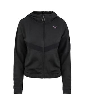 Puma corriendo y entrenamiento con cremallera sudadera negra para mujer con capucha 518774 10