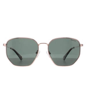Die Polaroid Square Unisex Gold Copper Green Polarized PLD 6214/S/X Sonnenbrille hat einen schlanken, achteckigen Rahmen, der einer Vielzahl von Gesichtsformen schmeichelt und aus hochwertigen Materialien für dauerhafte Haltbarkeit und Komfort besteht. Die polarisierten Gläser sind ein herausragendes Merkmal, liefern außergewöhnliche visuelle Klarheit und reduzieren Blendung, um Ihre Augen vor schädlichen UV-Strahlen zu schützen, so dass sie ideal für sonnige Tage und Outdoor-Abenteuer.