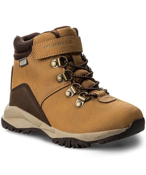 Merrell Alpine Waterproof Wheat Lace-Up Brown Smooth Leather Kids Boots MC57095