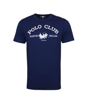 Mooi en comfortabel T-shirt van het merk Harvey Miller. Harvey Miller Polo Club print op de borst met een ronde halslijn.