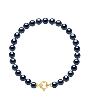 True Armband Gekweekte Parels Zoetwater Round 6-7 mm - Kwaliteit AAAA + - Colori BLACK TAHITI - Lengte 18 cm - Sluiting Ring MARIN LUXE Yellow Gold 375 duizendste - 2 jaar garantie op fabricagefouten - Wordt geleverd in een zaak met een certificaat van echtheid en een internationale garantie - Al onze juwelen zijn gemaakt in Frankrijk.