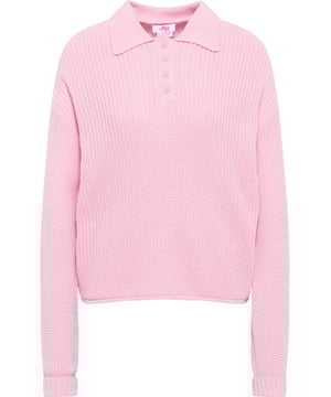 geen voering/geen voering, geen vulling  Polo gaat oversized met deze gebreide polotrui van myMo. Het klassieke poloshirt is omgetoverd tot een gebreide trui, waardoor je er nog beter uitziet in zijn oversized vorm. De typische polokraag is uitgevoerd in een zacht, fijn breisel. De knoopsluiting heeft door het breisel een gezellige uitstraling en past perfect in het design. Iets wijdere mouwen met kleine geribbelde manchetten ronden de stijl af - vooral bij je favoriete jeans en rokken.  Gebreide polo