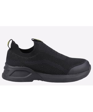The AS609 Fleur is a womens slip on safety shoe with a 100% recycled woven mesh upper. Its safety features include a steel toe cap and an anti-penetration non-metallic midsole.Recycled Breathable, Abrasion Resistant Woven UpperRecycled Soft Touch/Stretchy Lycra LiningLow Sew Upper (Minimal Seams)Pull on Recycled Nylon Webbing Loop at the backHeat Bonded TPU Toe GuardRecycled Mesh Lined Removable PU FootbedDual Density Phylon Midsole Enhances Comfort and Reduces Fatigue10% Recycled Rubber in OutsoleNon-Marking OutsoleOil Resistant Outsole
