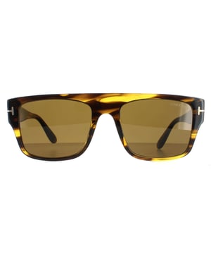 Tom Ford Square Mens Tortoise Dunning Dunning FT0907 Les lunettes de soleil sont un style carré élégant fabriqué à partir d'acétate léger. Le célèbre Tom Ford T enroule dans les coins pour fournir une reconnaissance instantanée de marque.