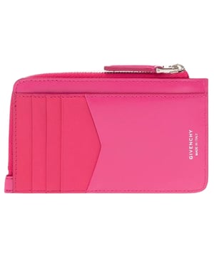 Roze portemonnee van Givenchy, 100% leer, ritssluiting, merklogo op de voorkant, kaarthouder, roze portemonnee