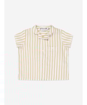 Introducing the Baby Girls Striped Gerald Shirt in Beige. Dress your little girl in luxury with this chic casual top from Bonpoint. With key features making it a fashion essential, these are: Stylish Print: The trendy striped print exudes charm and playfulness, making this shirt a statement piece in her wardrobe. Comfort meets Quality: Made with soft, premium materials, it ensures maximum comfort and durability, perfect for your little one's everyday play and exploration.  Wardrobe Update: Revamp your baby girl's wardrobe with this Striped Gerald Shirt from Bonpoint. Let her standout in crowd with her fashion-forward style!
